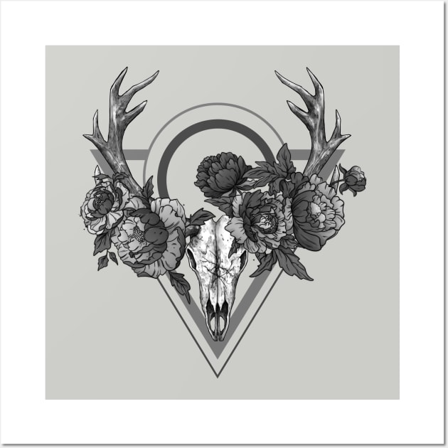 BLOOM - Skull Design | DARK Vintage Urban Style Wall Art by SALENTOmadness